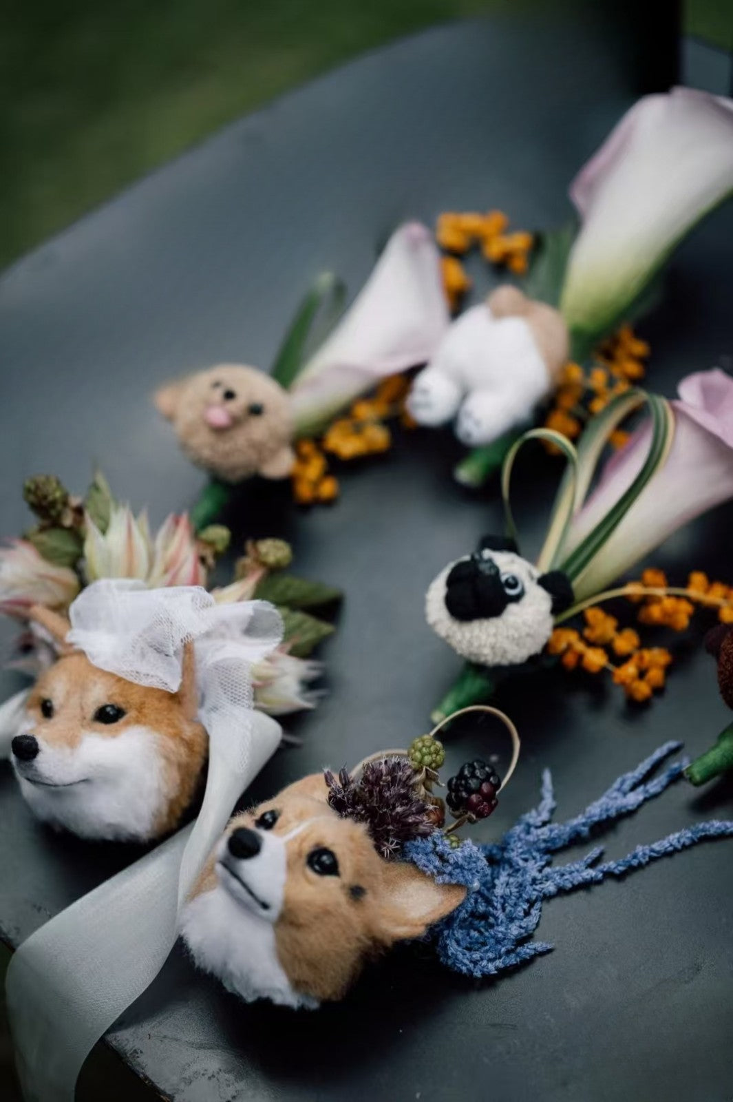 Pet wool felt chest decoration, wrist decoration, hand bouquet