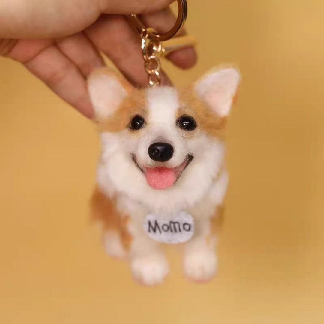 Pet wool felt keychain