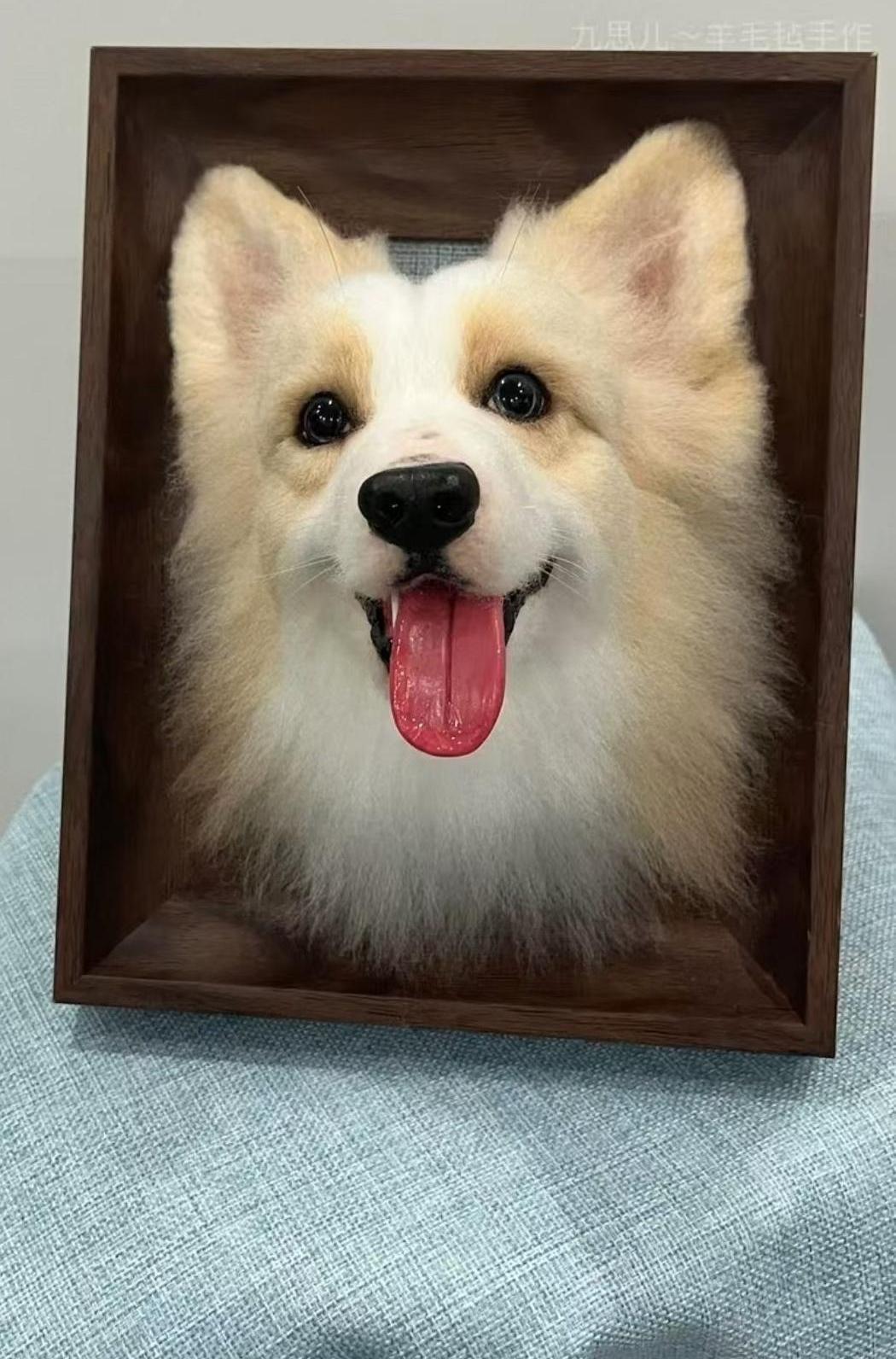 Framed Pet Portrait - Dog - woolfelt.pet